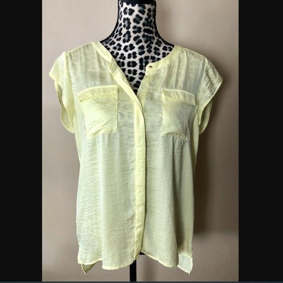 Chico's Tops - Chico’s Light YELLOW Sheer Button Down Shirt M